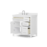 Caroline Parkway 36" Small Bathroom Vanity Cabinet with Sink and Cultured Marble Top