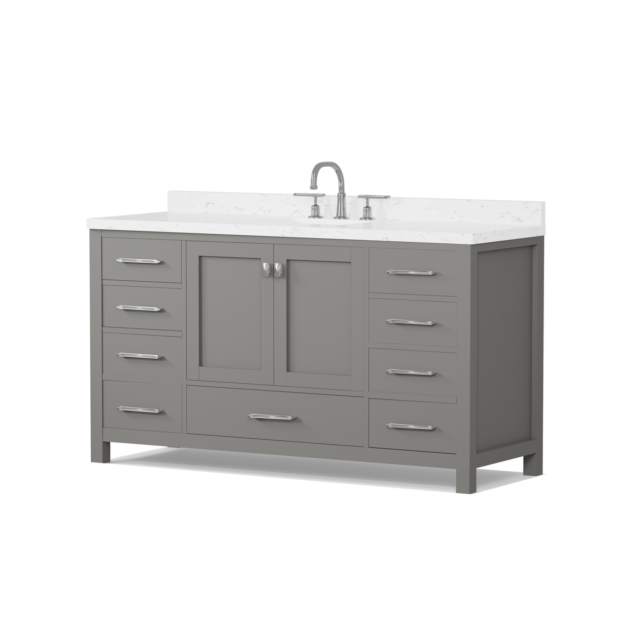 Caroline Avenue 60" Single Bathroom Vanity Cabinet with Sink and Cultured Marble Top