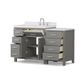 Caroline Parkway 57"  Bathroom Vanity Cabinet with Sink and White Quartz Top