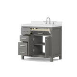 Caroline Parkway 36" Freestanding Bathroom Vanity Cabinet with Sink and Cultured Marble Top