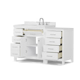 Caroline Parkway 57"  Bathroom Vanity Cabinet with Sink and White Quartz Top