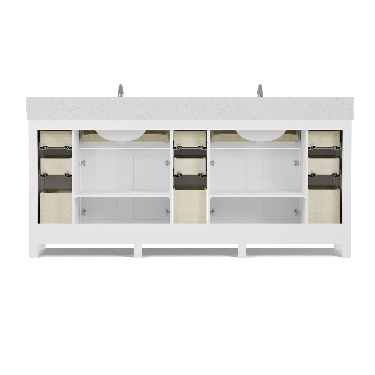 Caroline Parkway 78" Double Bathroom Vanity Cabinet with Sink and White Quartz Top