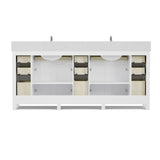 Caroline Parkway 78" Double Bathroom Vanity Cabinet with Sink and White Quartz Top