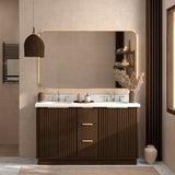 Kathryn 60" Double Vanity Cabinet with Square Sink and Statuario Venatio Marble Quartz Top