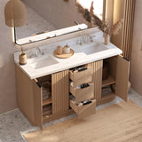 Kathryn 60" Double Vanity Cabinet with Square Sink and Statuario Venatio Marble Quartz Top