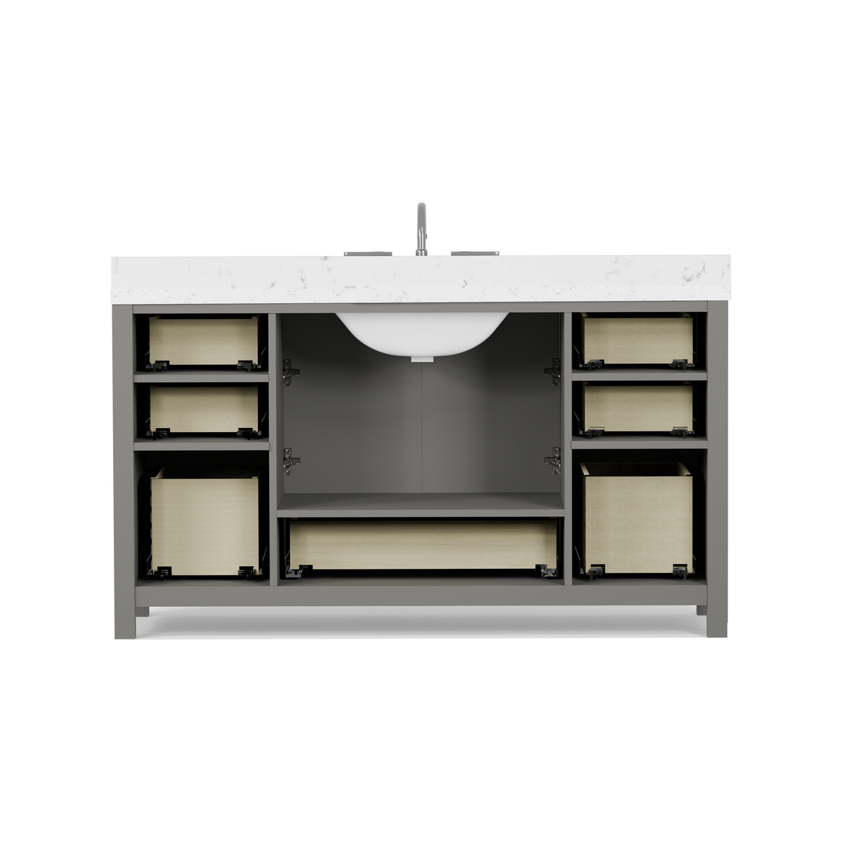 Caroline Avenue 60" Single Bathroom Vanity Cabinet with Sink and Cultured Marble Top