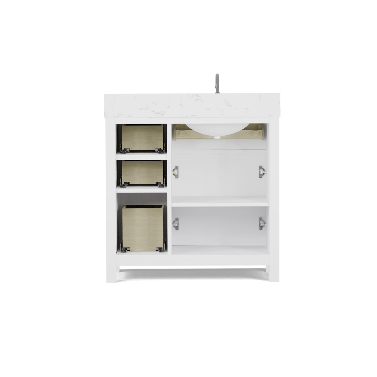 Caroline Parkway 36" Small Bathroom Vanity Cabinet with Sink and Cultured Marble Top