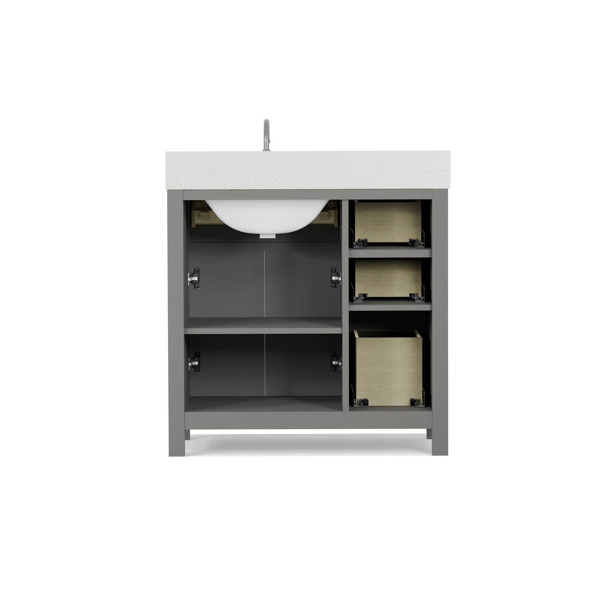 Caroline Parkway 36 inch Bathroom Vanity with Sink and White Quartz Top