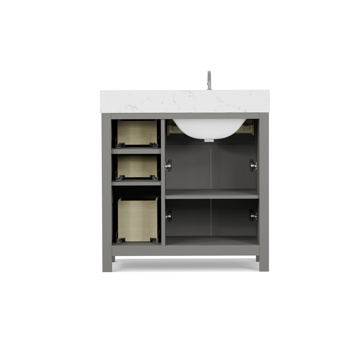 Caroline Parkway 36" Small Bathroom Vanity Cabinet with Sink and Cultured Marble Top