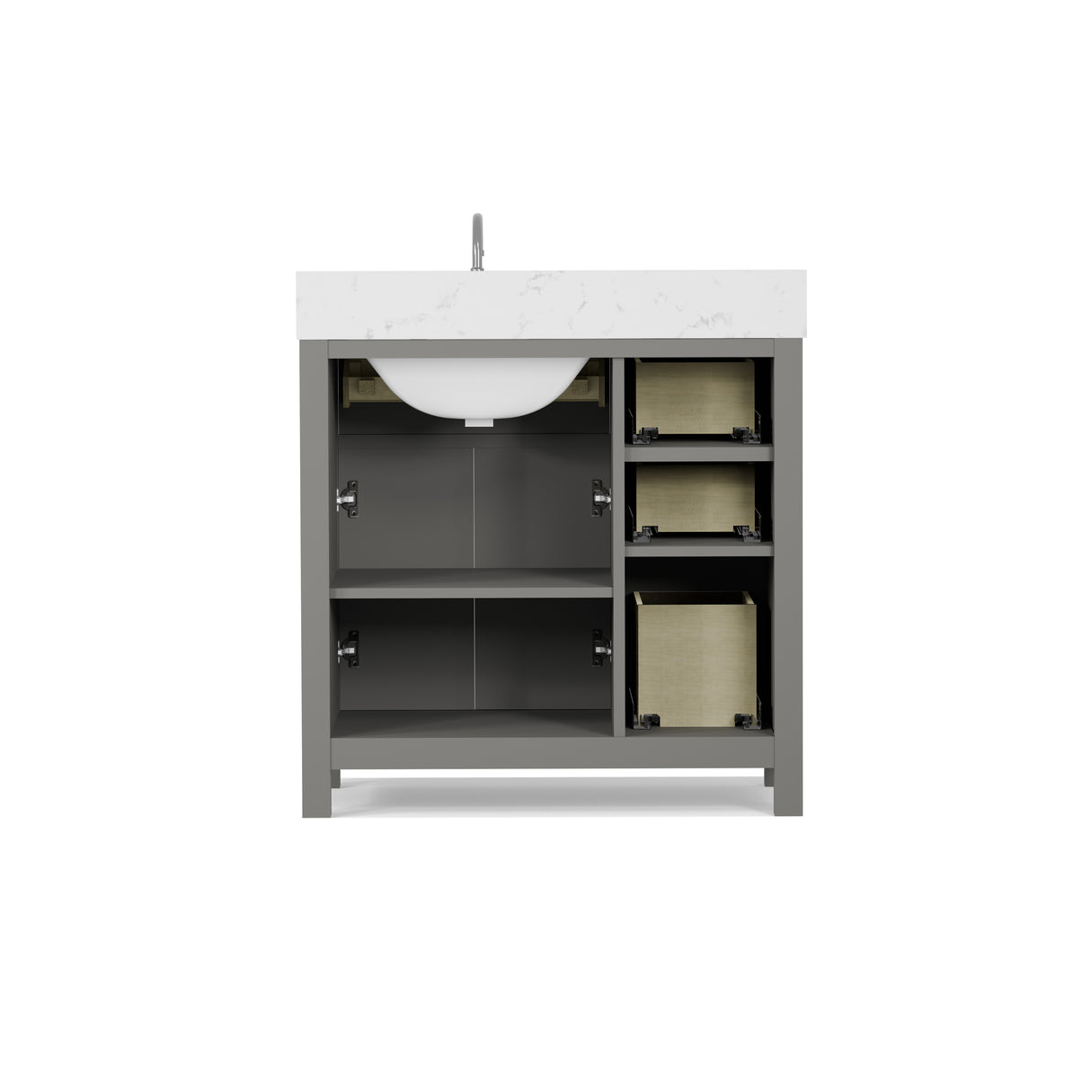 Caroline Parkway 36" Freestanding Bathroom Vanity Cabinet with Sink and Cultured Marble Top