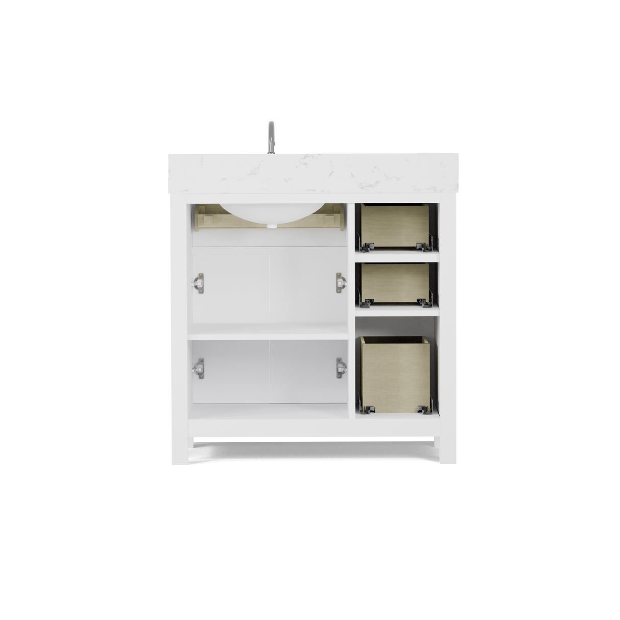 Caroline Parkway 36" Freestanding Bathroom Vanity Cabinet with Sink and Cultured Marble Top