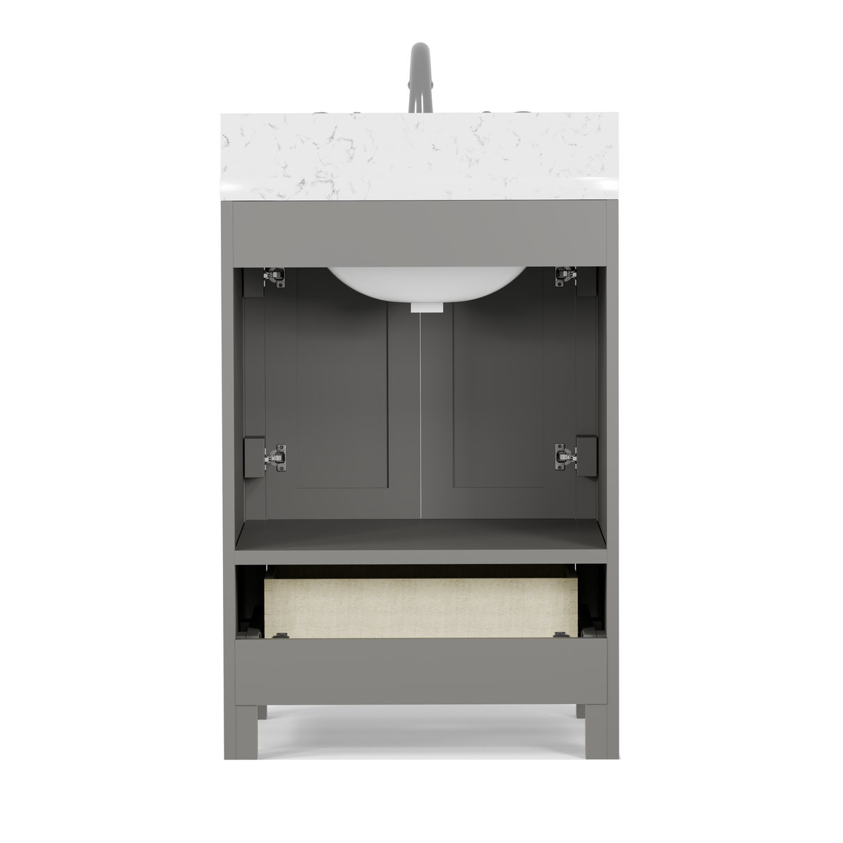 Caroline Avenue 24" Single Bathroom Vanity Cabinet with Sink and Cultured Marble Top