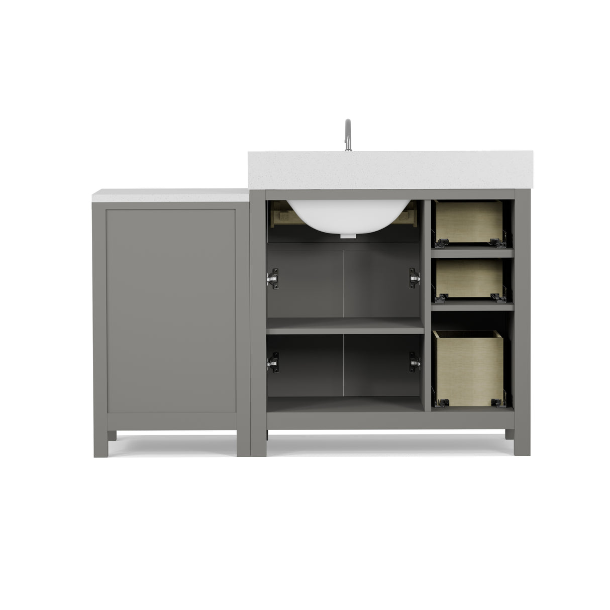 Caroline Parkway 57"  Bathroom Vanity Cabinet with Sink and White Quartz Top