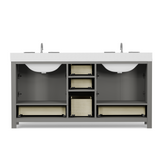 Caroline Avenue 72" Double Bathroom Vanity Cabinet with Sink and White Quartz Top