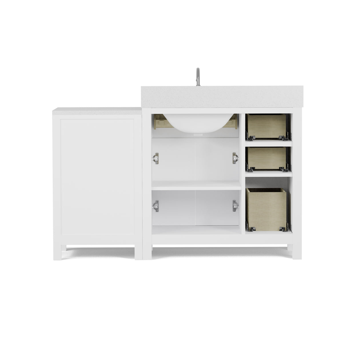 Caroline Parkway 57"  Bathroom Vanity Cabinet with Sink and White Quartz Top