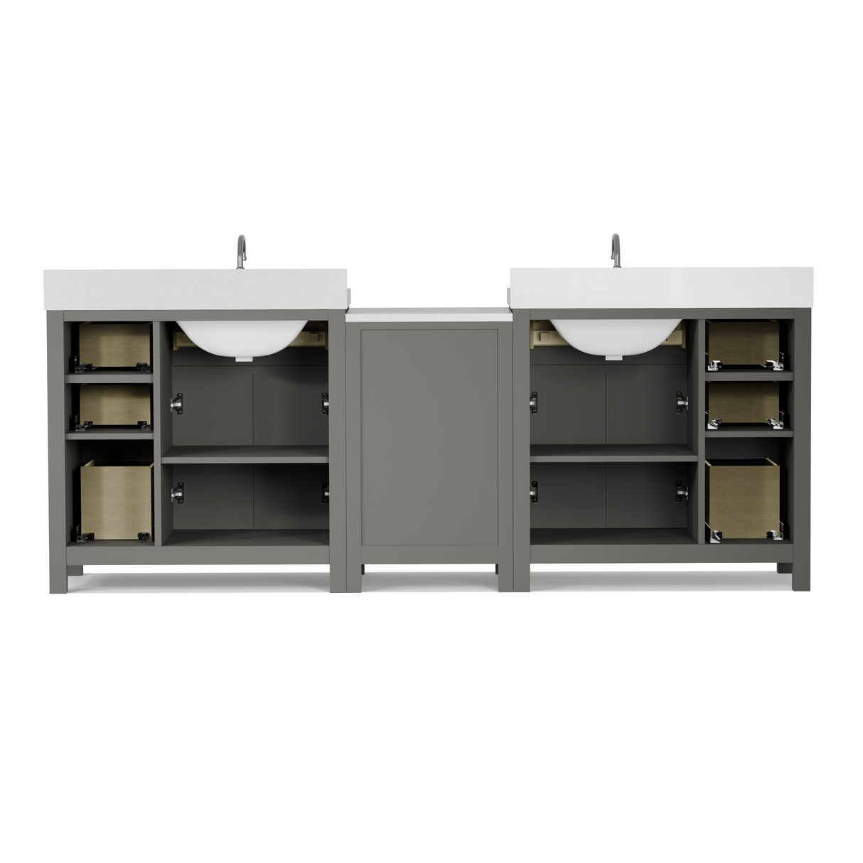 Caroline Parkway 93" Dual Bathroom Vanity Sink with White Quartz Top