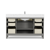 Caroline 60" Single Bathroom Vanity Cabinet with Sink and Cultured Marbled Top