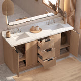 Kathryn 72" Double Vanity Cabinet with Square Sink and Statuario Venato Marble Quartz Top