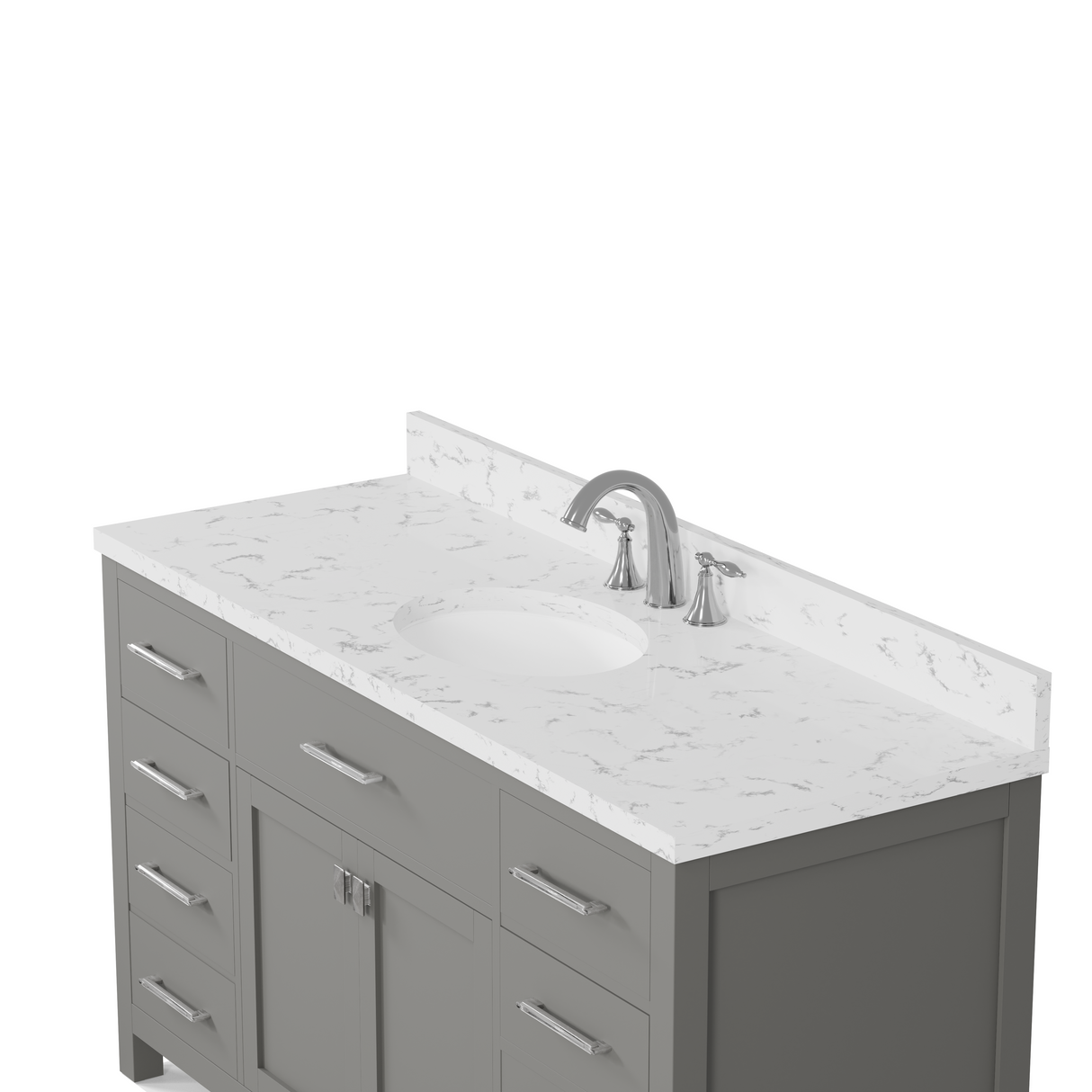 Caroline 60" Single Bathroom Vanity Cabinet with Sink and Cultured Marbled Top