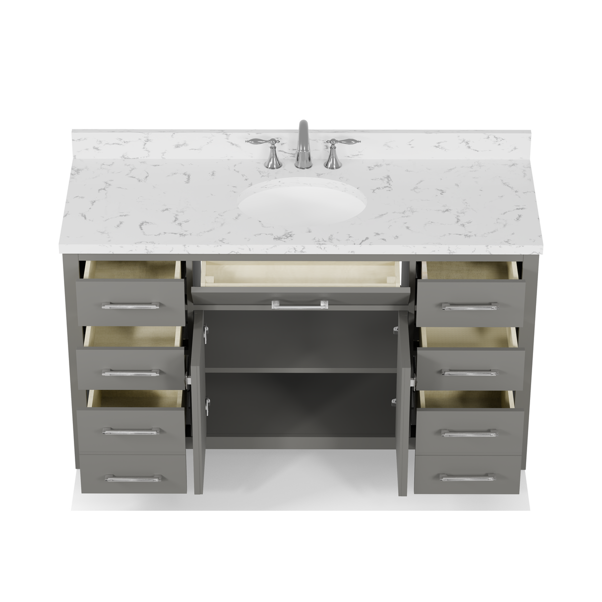 Caroline 60" Single Bathroom Vanity Cabinet with Sink and Cultured Marbled Top