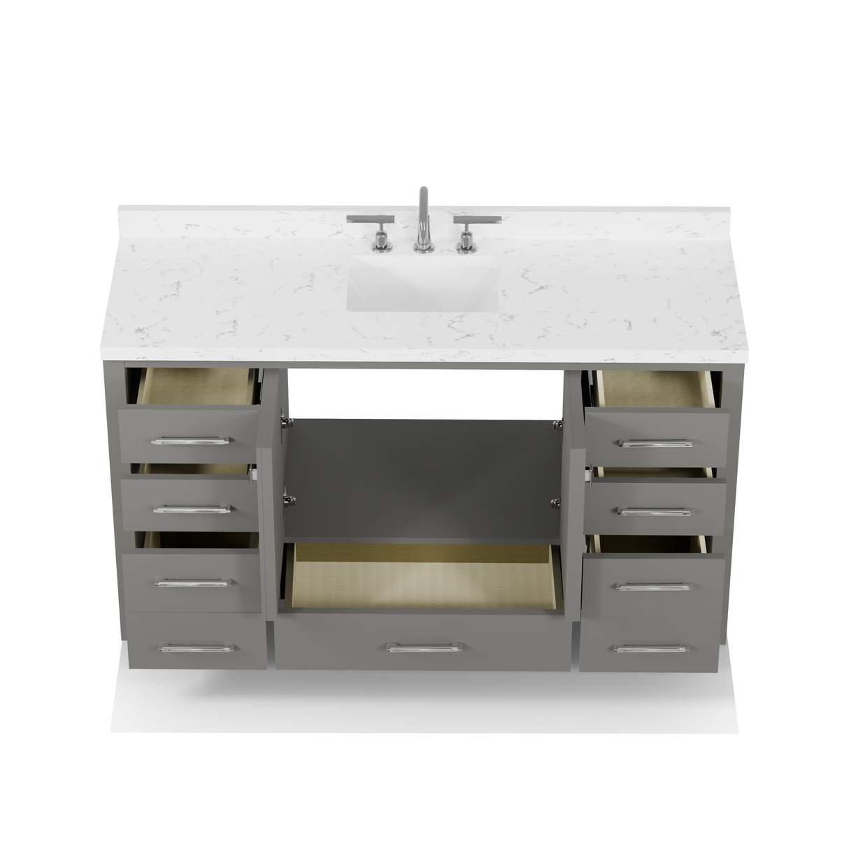 Caroline Avenue 60" Single Bathroom Vanity Cabinet with Sink and Cultured Marble Top