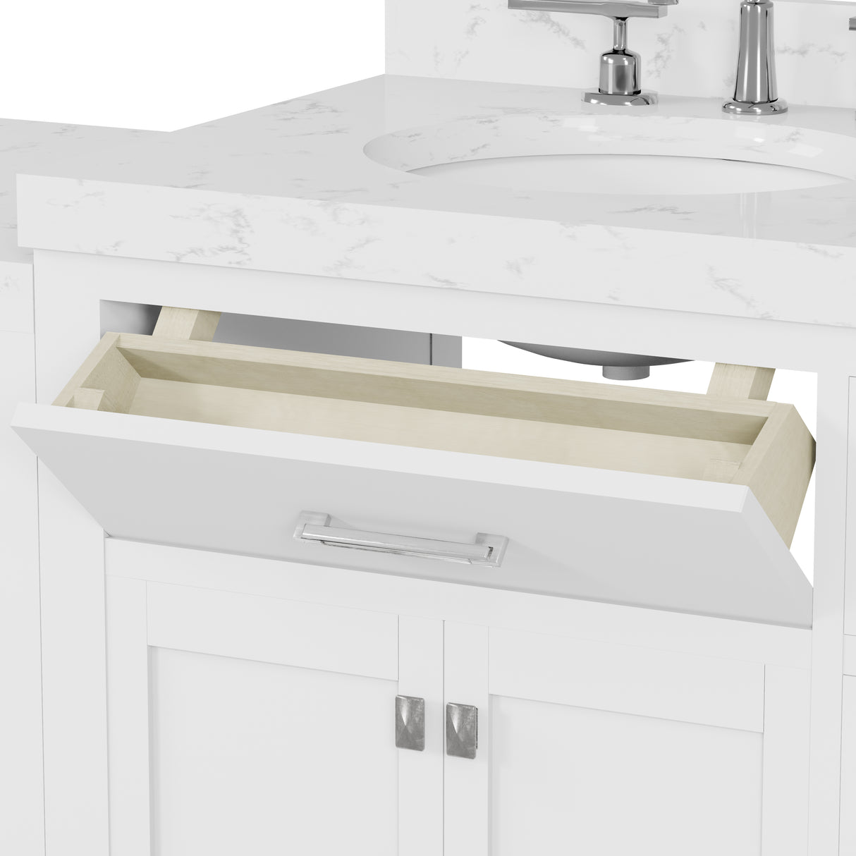 Caroline Parkway 93" Double Bathroom Vanity Cabinet with Sink and Cultured Marble Top