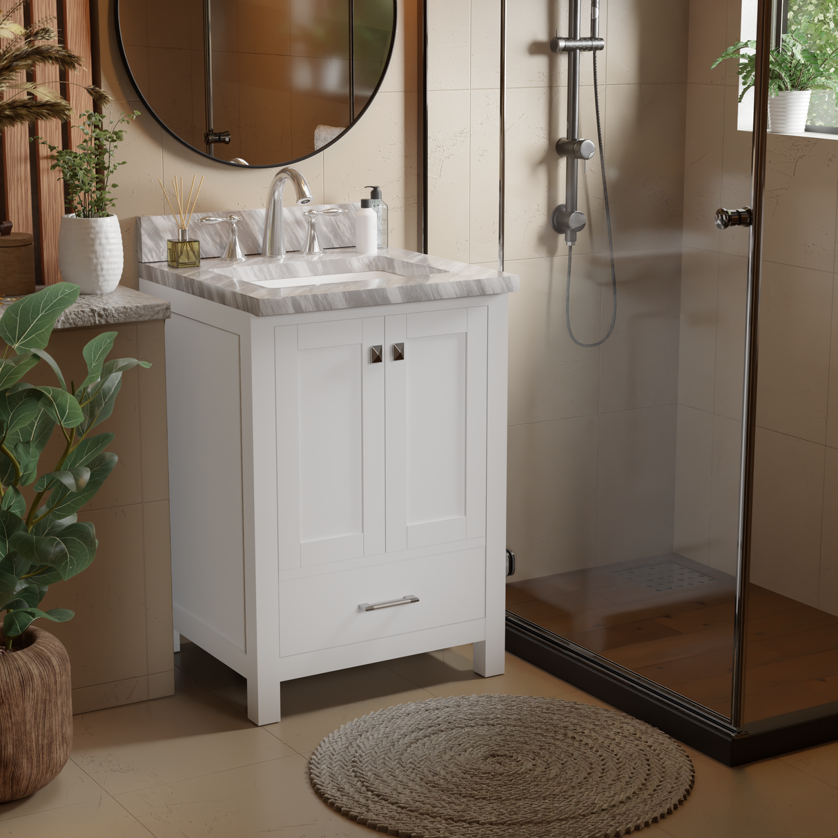 Caroline Avenue 24" Single Vanity Cabinet with Sink and Carrara Marble Top