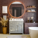 Caroline Parkway 36 inch Bathroom Vanity with Sink and White Quartz Top