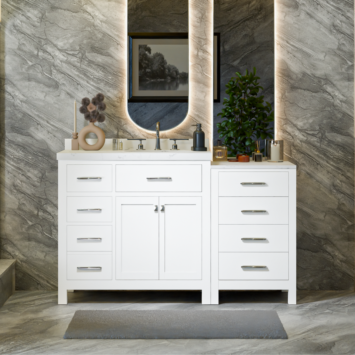 Caroline Parkway 57" Modern Bathroom Vanity with Sink and Cultured Marble Top
