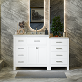 Caroline Parkway 57"  Bathroom Vanity Cabinet with Sink and White Quartz Top