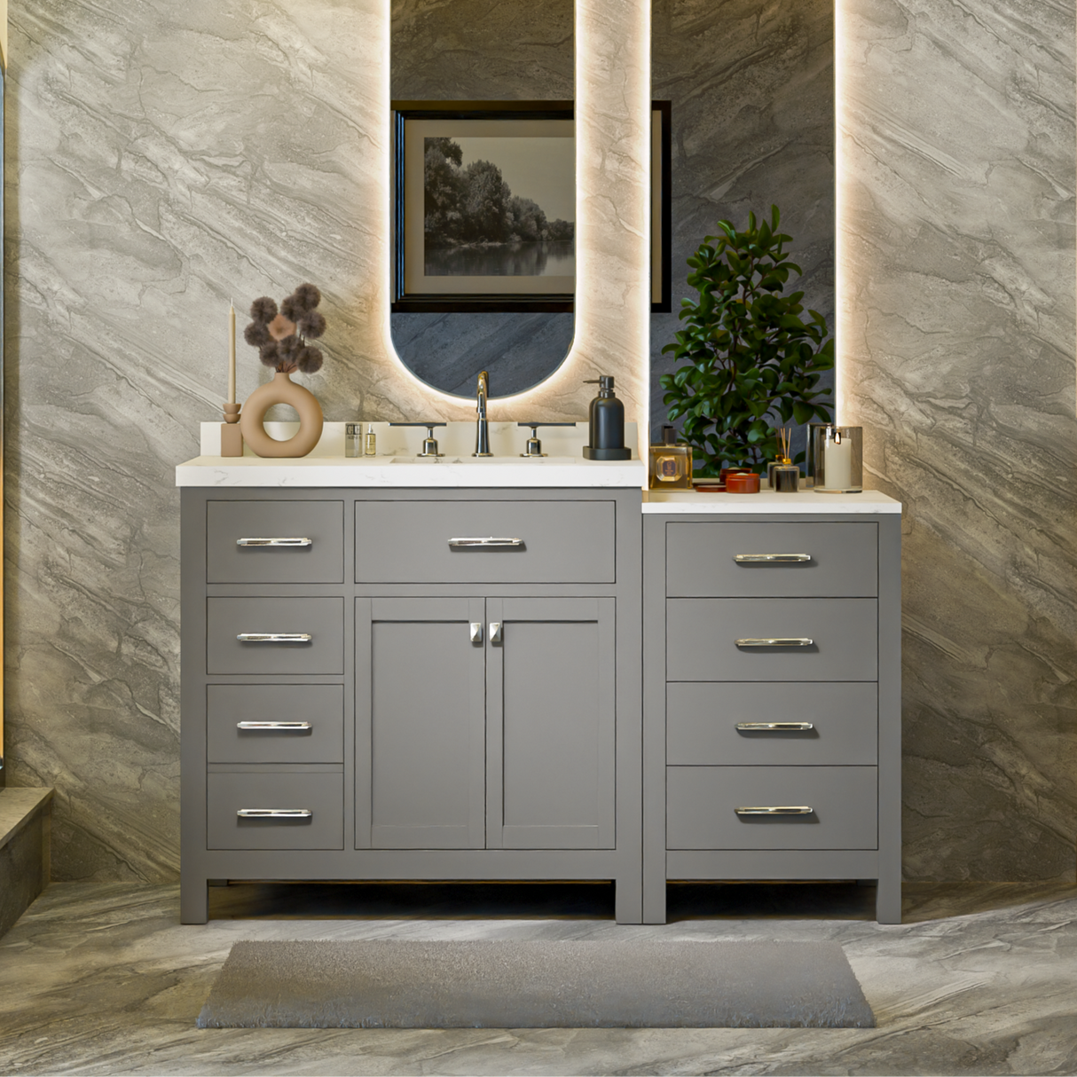 Caroline Parkway 57" Modern Bathroom Vanity with Sink and Cultured Marble Top