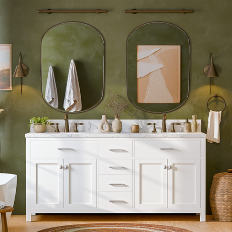 Caroline 72" Double Vanity Cabinet with Sink and Cultured Marble Top