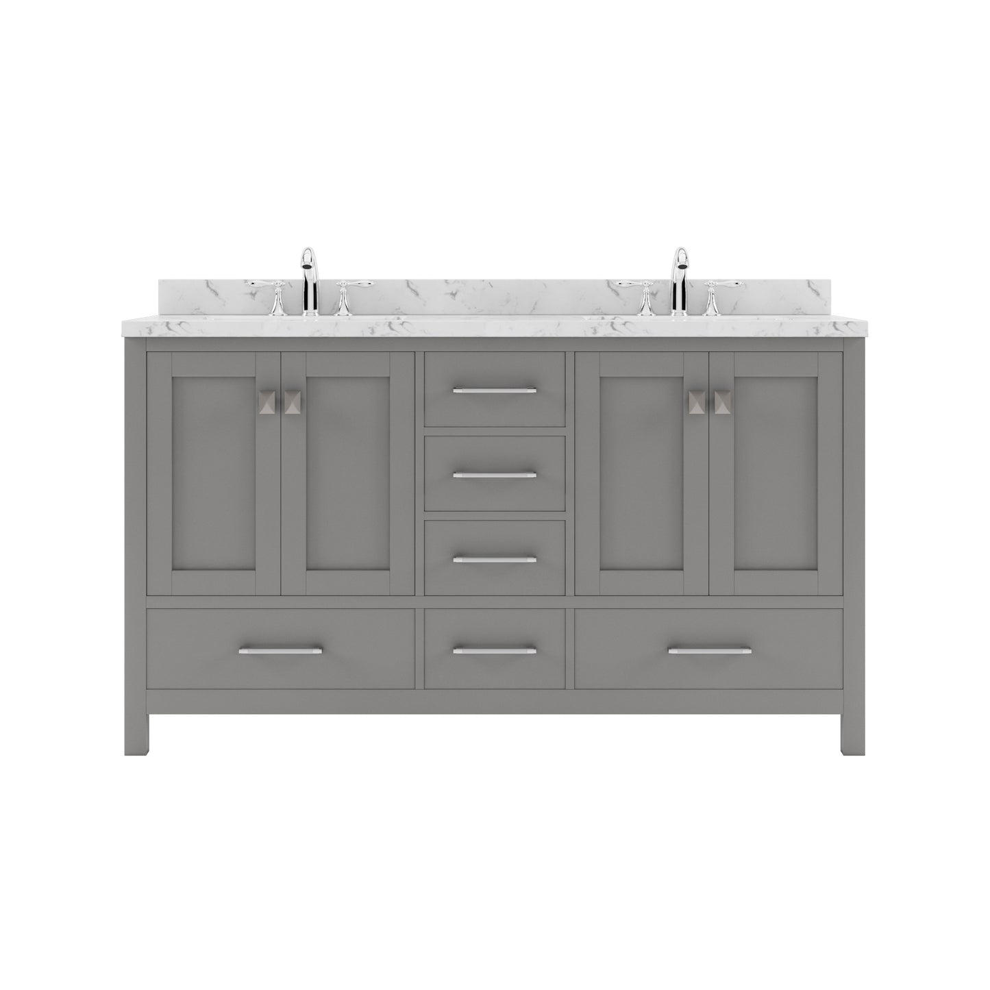 Caroline Avenue 60" Double Vanity Cabinet with Sink and Cultured Marble Top