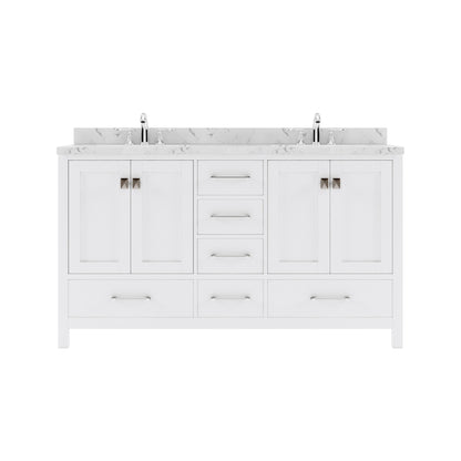 Caroline Avenue 60" Double Vanity Cabinet with Sink and Cultured Marble Top