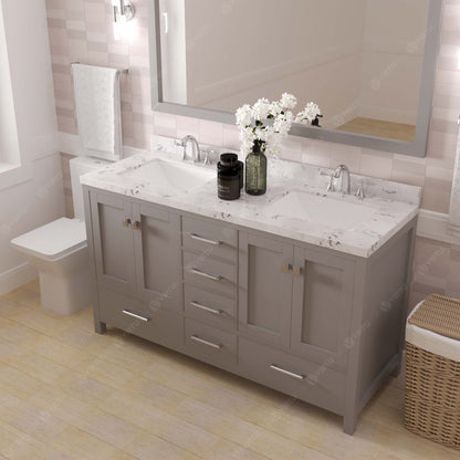 Caroline Avenue 60" Double Vanity Cabinet with Sink and Cultured Marble Top