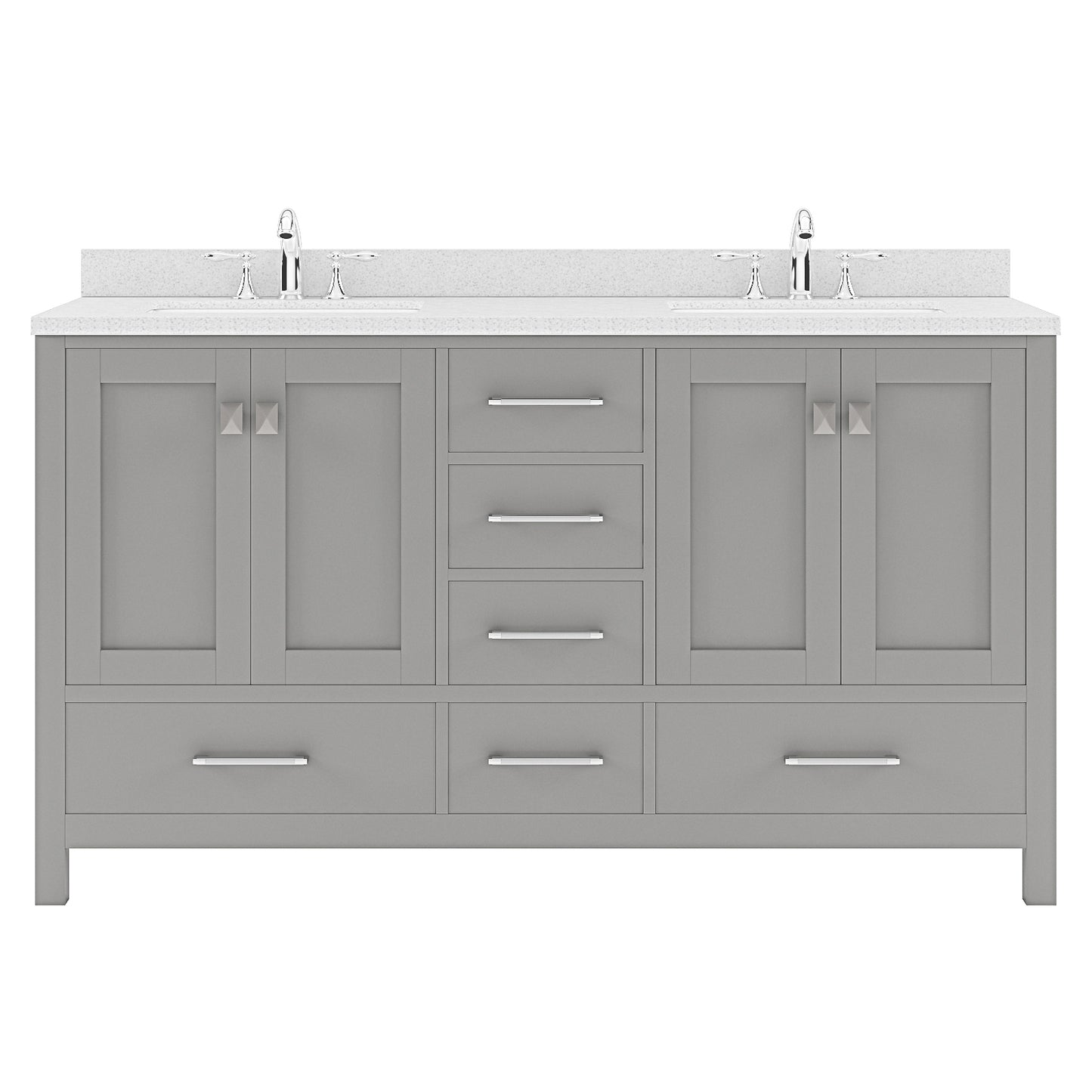 Caroline Avenue 60" Double Vanity Cabinet with Sink and White Quartz Top