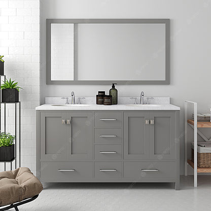 Caroline Avenue 60" Double Vanity Cabinet with Sink and White Quartz Top