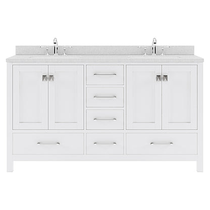 Caroline Avenue 60" Double Vanity Cabinet with Sink and White Quartz Top