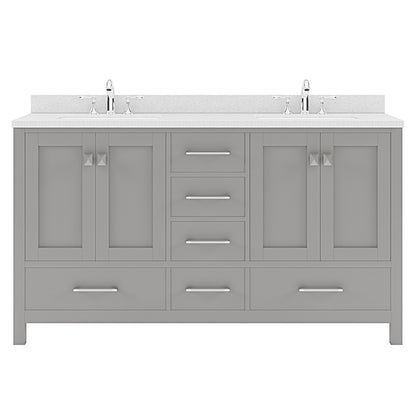 Caroline Avenue 60" Double Vanity Cabinet with Sink and White Quartz Top