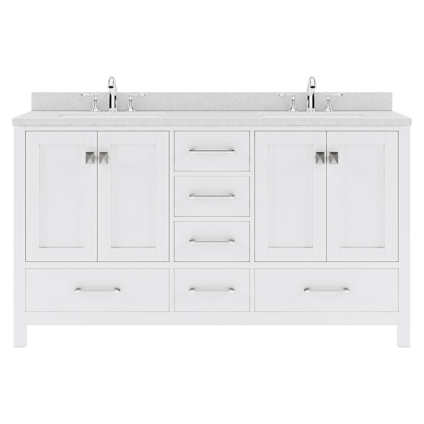 Caroline Avenue 60" Double Vanity Cabinet with Sink and White Quartz Top