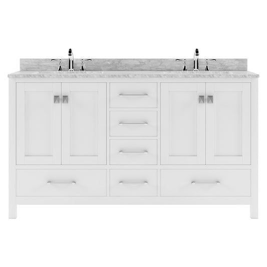 Caroline Avenue 60" Double Vanity Cabinet with Sink and Carrera Marble Top