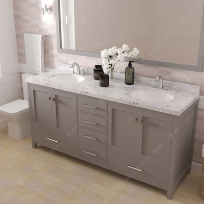 Caroline Avenue 72" Double Vanity Cabinet with Sink and Cultured Marble Top