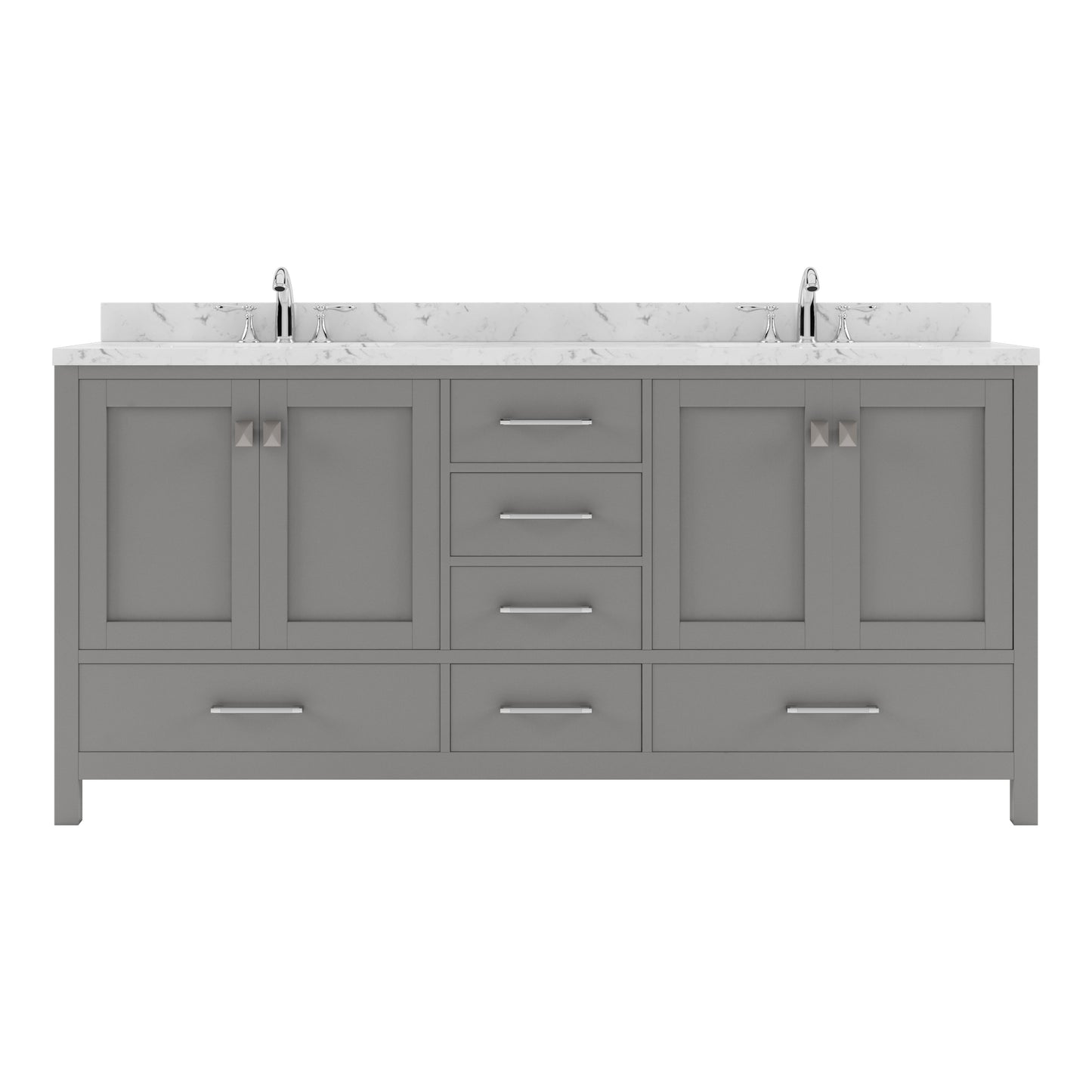 Caroline Avenue 72" Double Vanity Cabinet with Sink and Cultured Marble Top