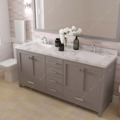 Caroline Avenue 72" Double Vanity Cabinet with Sink and Cultured Marble Top