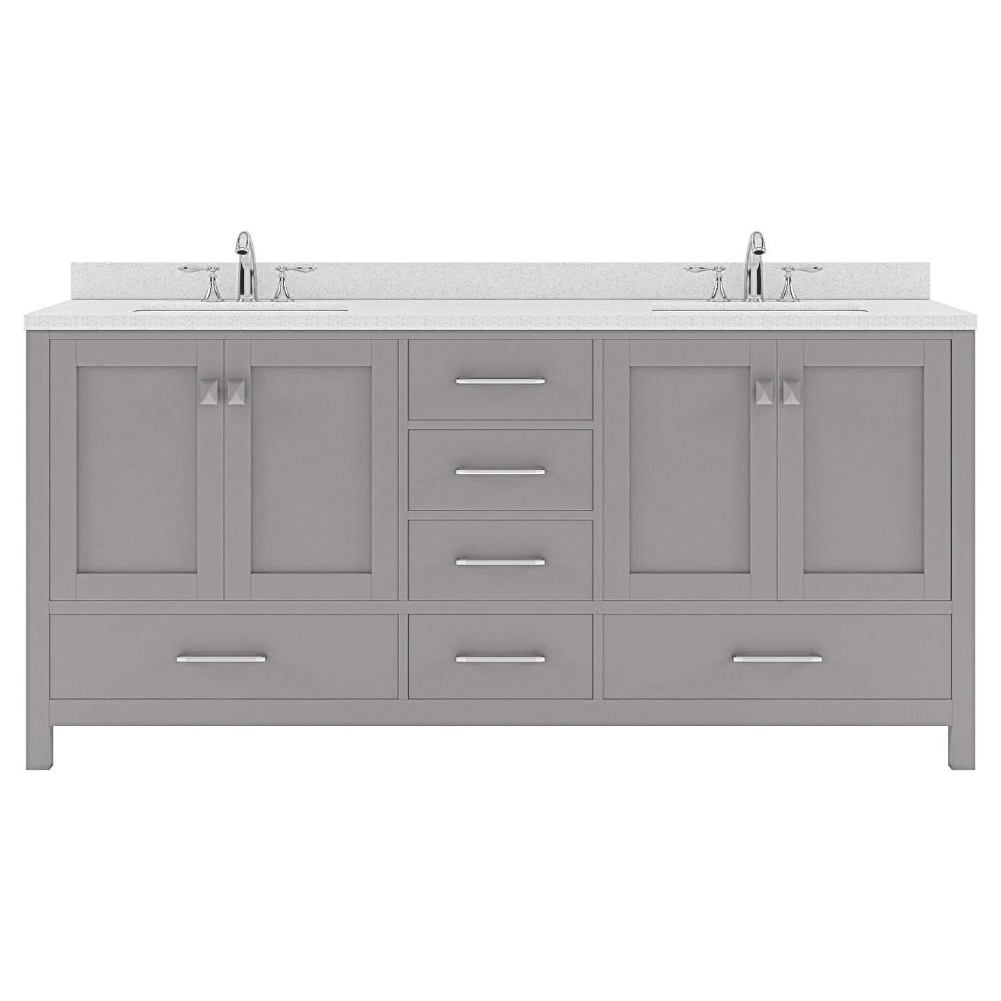 Caroline Avenue 72" Double Vanity Cabinet with Sink and White Quartz Top