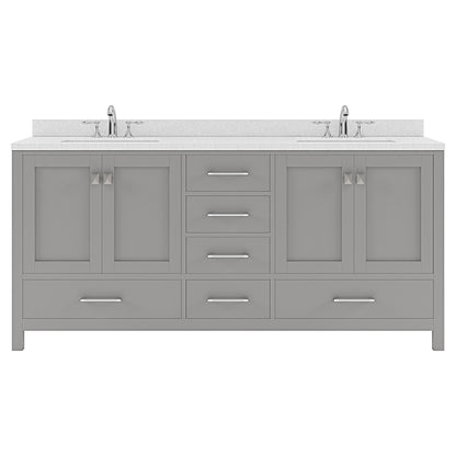 Caroline Avenue 72" Double Vanity Cabinet with Sink and White Quartz Top