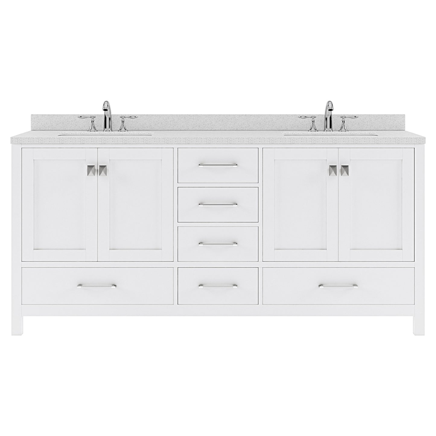 Caroline Avenue 72" Double Vanity Cabinet with Sink and White Quartz Top