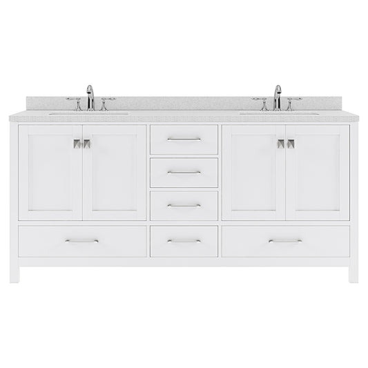 Caroline Avenue 72" Double Vanity Cabinet with Sink and White Quartz Top