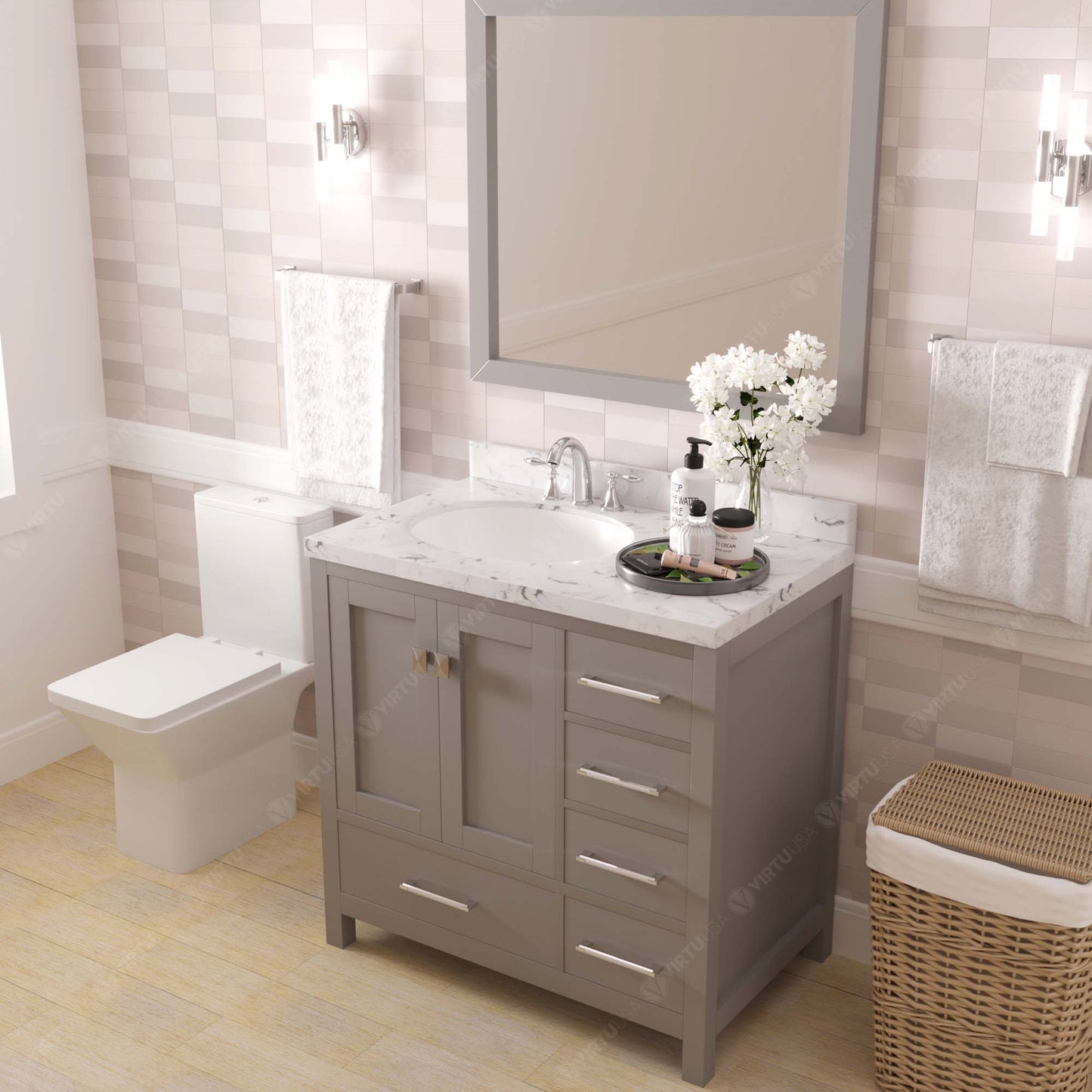 Caroline Avenue 36" Single Vanity Cabinet with Sink and Cultured Marble Top