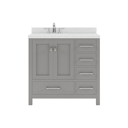 Caroline Avenue 36" Single Vanity Cabinet with Sink and White Quartz Top